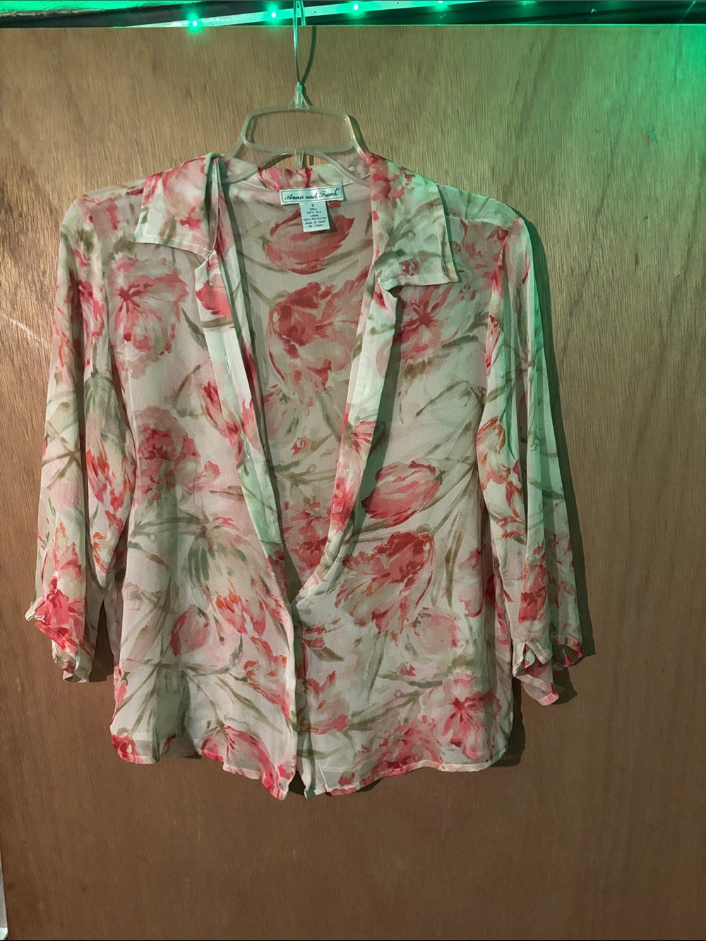 Diane Von Furstenberg Sheer Floral Button-Front Blouse - Pink & Green